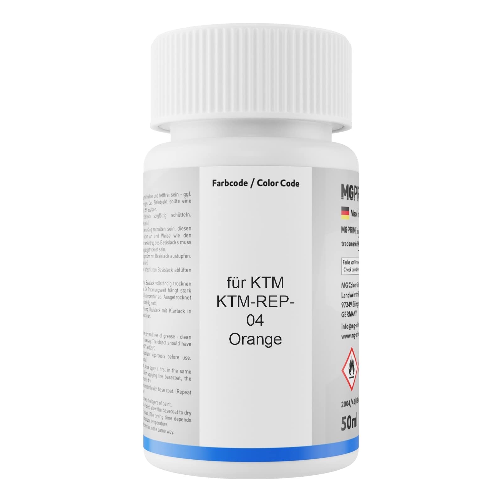 MG PRIME Pintura para motos Set de lápices de retoque para KTM KTM-REP-04 Orange Pintura base pintura transparente, 50 ml cada uno