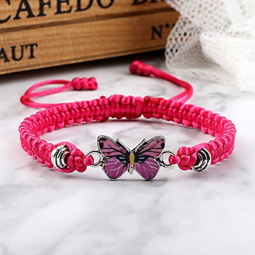 Fuqimanman2020 Colorful Butterfly Charm Bracelet String Handmade Woven Adjustable Braided Rope for Couple Women Friendship BFF Party Family Jewelry4