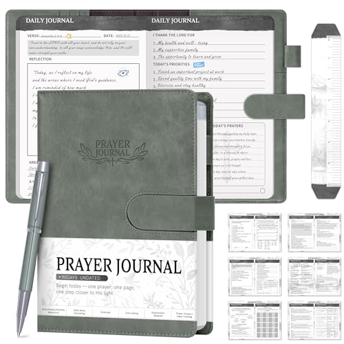 Ospelelf Green Faux Leather Prayer Journal...
