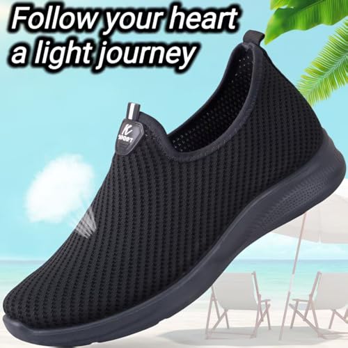 Men's Wide Non-Slip Walking Shoes Lightweight Breathable Knit Casual Sneakers Slip on Athletic Shoes Ultra Comfort Durable3