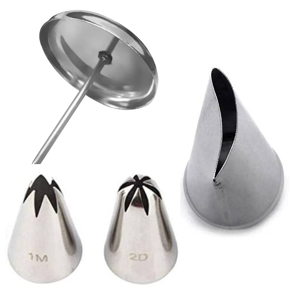 Kosh -Baking Pastry Decorating Tool Decorating Cake Nozzles Rose Flower- 1M and 2D, Rose Petal Nozzle with Flower Nail- (1 Piece) Steel Quick Flower Icing Nozzle-image-43