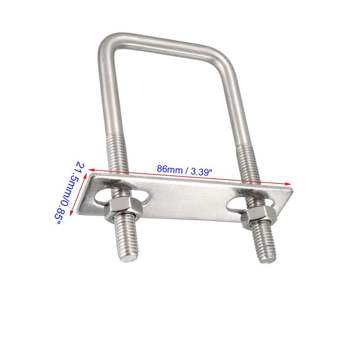 MACHSWON Square U-Bolt,3 Set 304 Stainless Steel M8 U Bolts 50mm(2.05") Inner Width 100mm Length with Nuts and Frame Plate for Automobiles Boat Trailer - Image 3