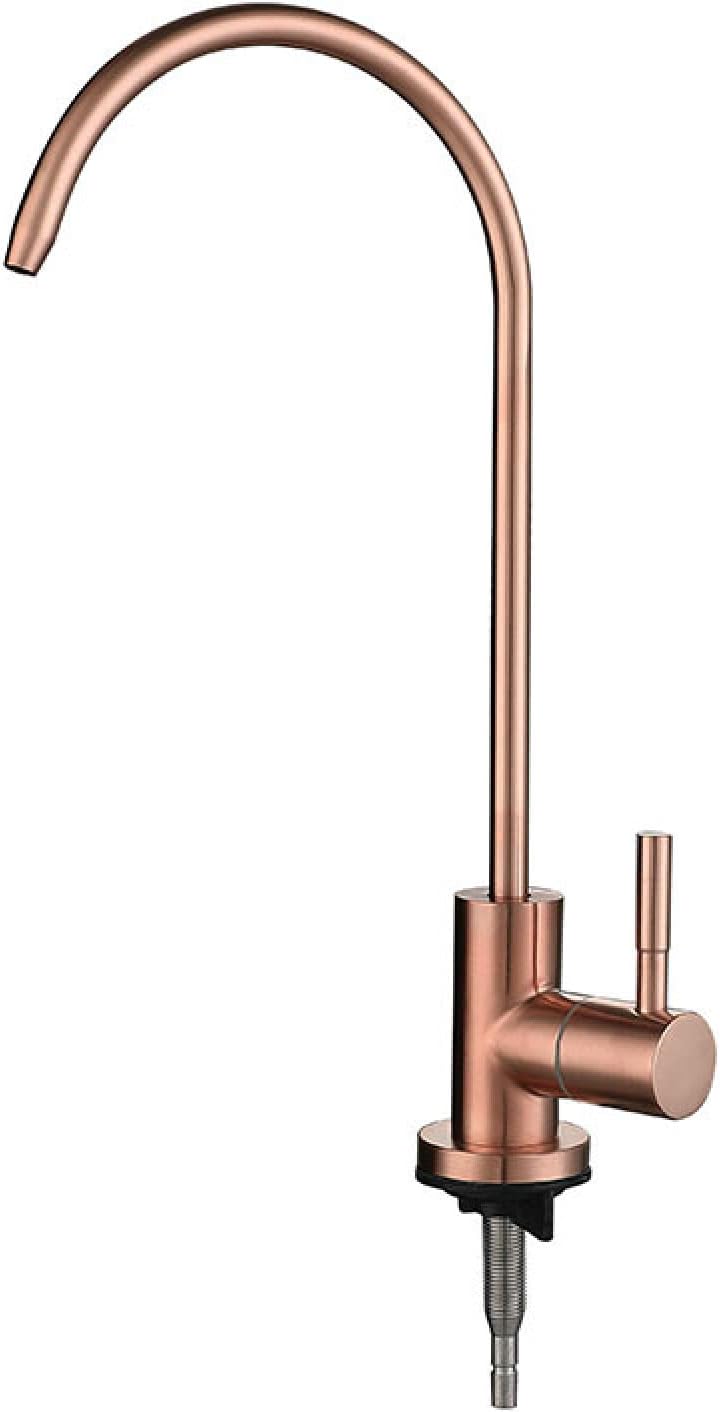 HALONE Kitchen faucets, Drinking Water Faucet 360 Single Cold Faucet Filtered Water Faucet,White (Color : Rose Gold)
