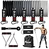 Resistance Band, Exercise Bands with Handles, Workout Bands, Fitness Bands with Door Anchor and Ankle Straps, for Heavy Resistance Training, Physical Therapy, Shape Body, Yoga, Home Workouts Set