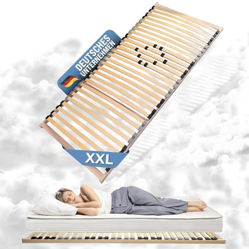 Coemo XXL Lattenrost 140x200 Big Size extra stabil bis 200 kg belastbar, mit Härtegradeinstellung, 28 elastische Leisten, für alle Matratzentypen, durchgehende Seitenholme, DIY Selbstmontage