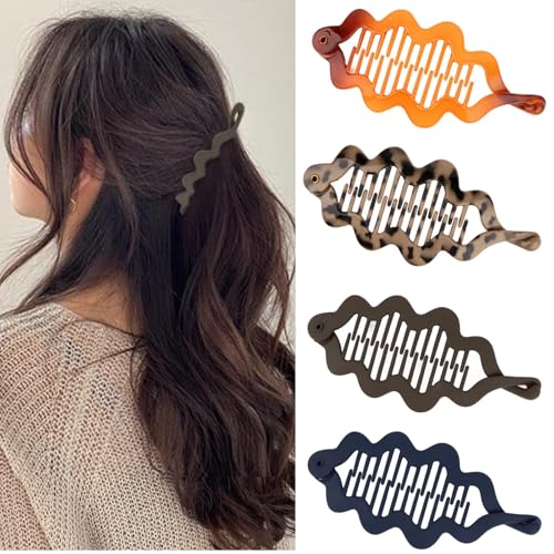 Set de 4 pinzas banana para cabello medio