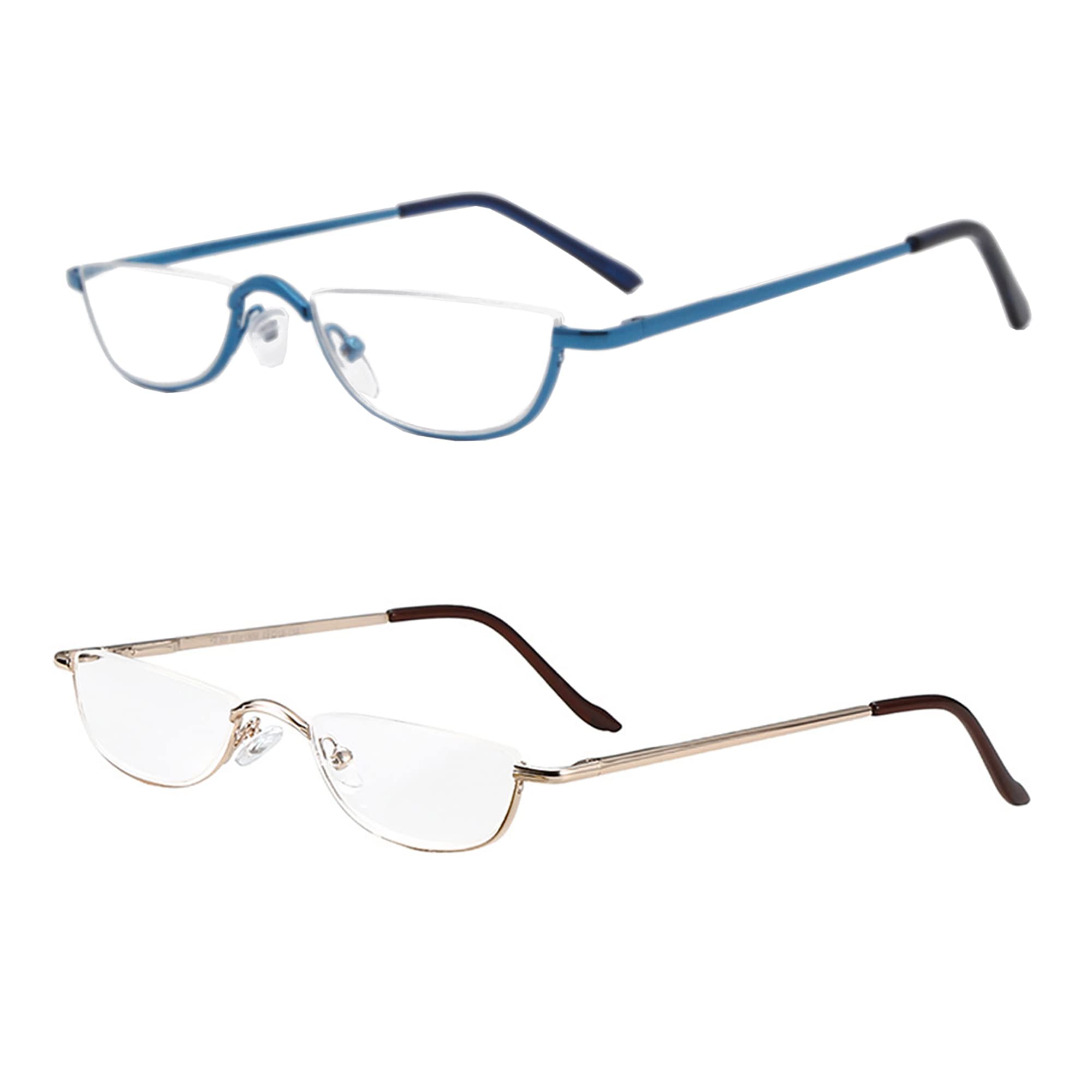 SIKAITE 2 paquetes de gafas de lectura portátiles de medio mes para hombres y mujeres, lector redondo