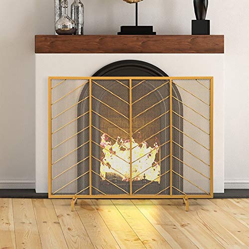 Protector de Chimenea de Pantalla Plana para Interiores, 31 Pulgadas de Alto, Protector contra chispas, Panel único de Hierro Forjado, Valla Grande para Chimenea