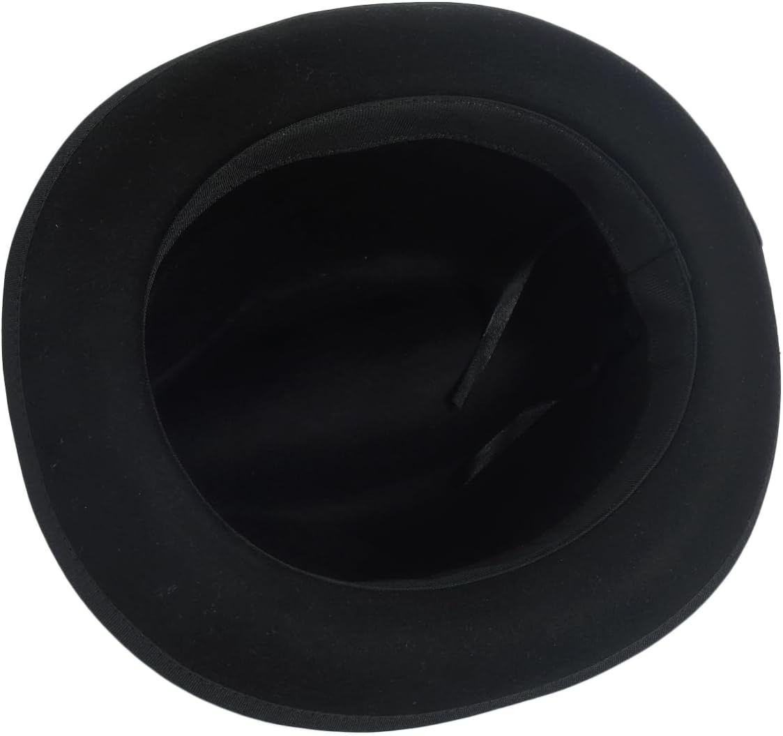 Men's Wool Fedora Hats Women Felt Trilby Derby Hat with Feather - Image 6