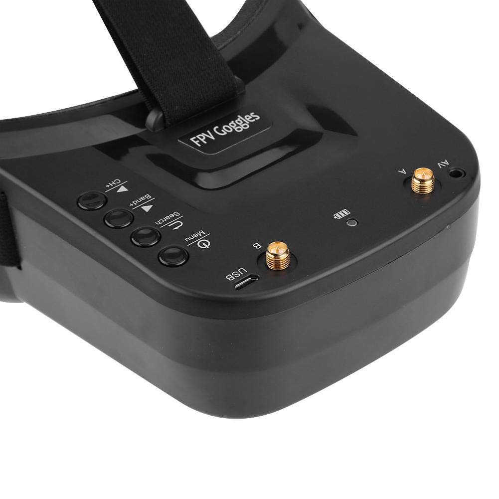 Tonysa 5,8 GHz Mini FPV Brille 3 Zoll 40 Kanal FPV Video Headset Brille 480 * 320 LCD Bildschirm mit doppelten RP SMA Antenne/1200 mAh Batterie für FPV Racing Drone Quadcopter
