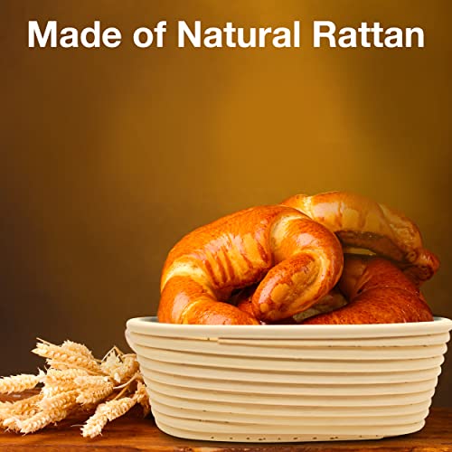 Lithos Bread Banneton Proofing Basket Set, 10 Inch Oval Sourdough Baskets With Bread Lame, Dough Stainless Steel Scraper, Linen Liner, Basting Brush For Bread Making #TOP1