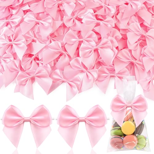 50PCS Tinkrstuff Pink Bows for Crafts 2.75 Satin Ribbon Bow for Clothes Ornament Fabric Bows for Party Decor Cute Christmas Tree Bows &Thanksgiving Gifts Wrapping Treats Balloons (with Twist Tie)