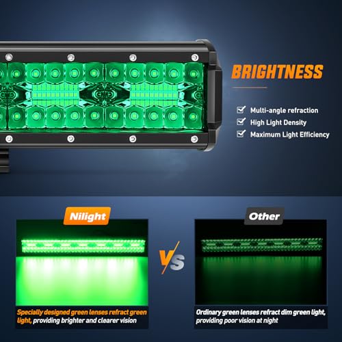 Image of Nilight 20 Inch LED Light Bar 420 W Green