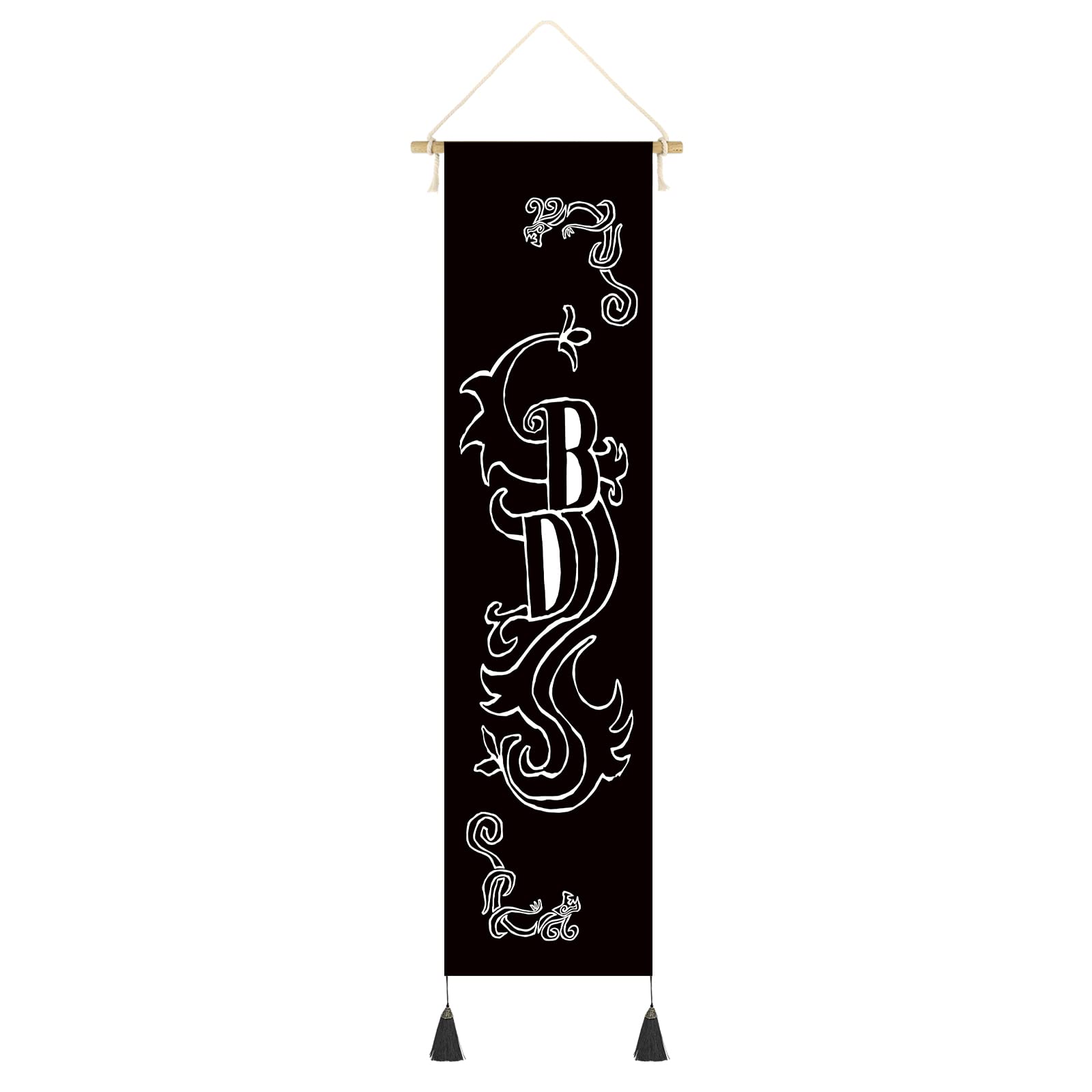 Hanging Canvas Wall Art Painting of Kayu Bendera Logo Geng Tokyo Revengers Tapestry Anime Valhalla Bonten/Black Dragon Logo Tapestry Wall Decor Tapestry Decoration For Room (13''x 56''/33x142cm),B