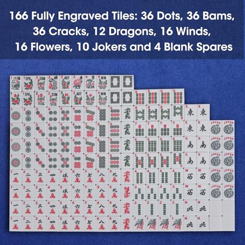 Set de Mahjong Americano con 166 fichas y bolsa azul miniatura 4