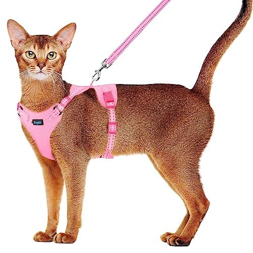 Supet Cat Harness and Leash Set for Small to Large Cats Adjustable Cat Vest Harness with Reflective Trim Universal Cat Lea...