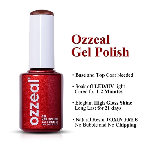 Esmalte de uñas en gel rojo oscuro Ozzeal 15ml miniatura 6
