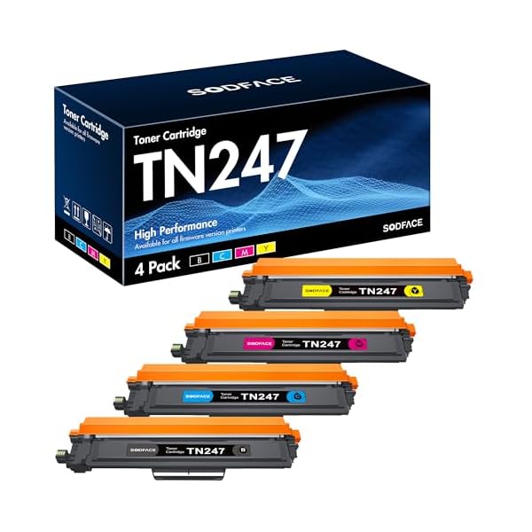 SODFACE TN-243CMYK TN247 Kompatibel für Brother TN 247 TN243 Toner für Brother MFC L3750CDW DCP-L3550CDW MFC-L3770CDW HL-L3210CW HL-L3230CDW MFC-L3730CW (Schwarz, Cyan, Gelb, Magenta, 4er-Pack)
