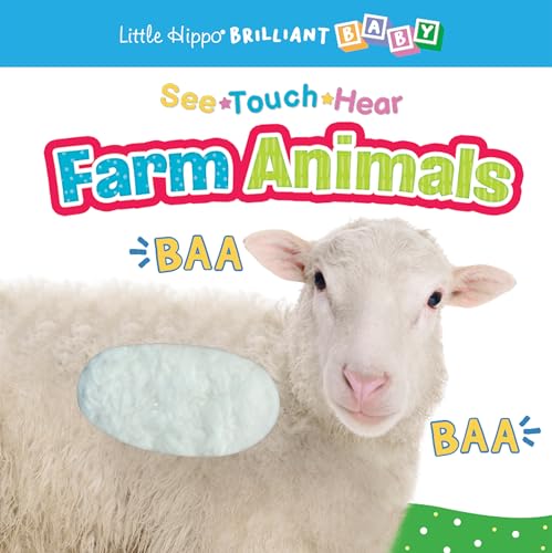 Image of Little Hippo Books See Touch Hear Farm Animals Kids Book | Preschool Educational Sound Books | Brilliant Baby Educational Touch and Feel Books | Kids ... Animals Book with Sounds and Touch and Feel