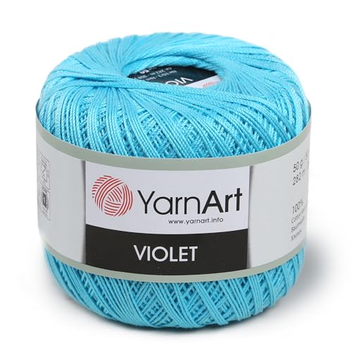 Yarn Art 1 Skein YarnArt Violet,100 Mercerized Cotton Yarn Threads Crochet Lace Hand Knitting Yarn Embroidery Arts Crafts (Turquoise 0008)