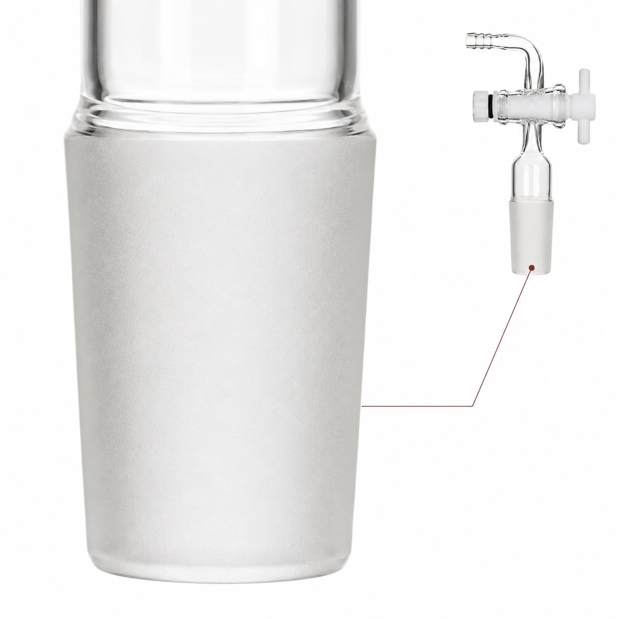 90-Grad Glas Vakuum-Einlassadapter Schlaucholive Schliff-40# Glashahn
