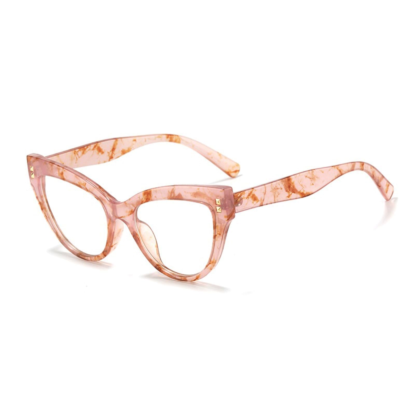 KLJUddGY Full Rim Eyewear Frames Cateye Reading Glasses Spectacles for Computer Blue Light Glasses Non Prescription Eyeglasses Large(Rose)