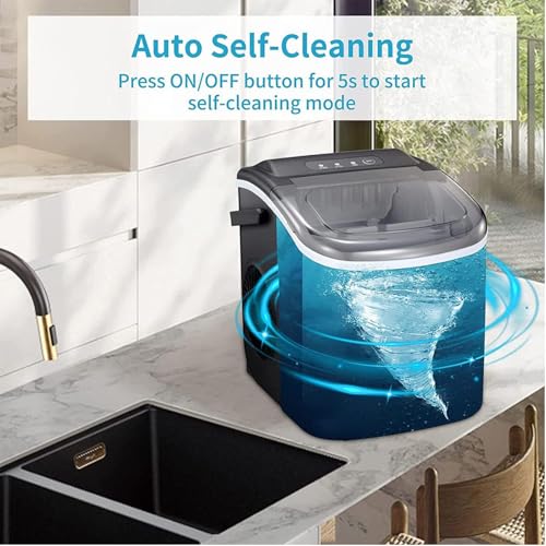 Fabricadora de hielo de sobremesa, 26,45 lb/24 h, 9 cubos en 6 minutos, máquina portátil con función de autolimpieza, ideal para cocina doméstica miniatura 2