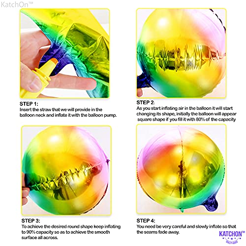 Katchon, Big 22 Inch Foil Rainbow Balloon - Pack Of 6 | 4D Gradient Rainbow Balloons | Tie Dye Balloons For Birthday Party | Summer Balloons, Rainbow Mylar Balloons | Rainbow Foil Balloon For Summer #TOP5