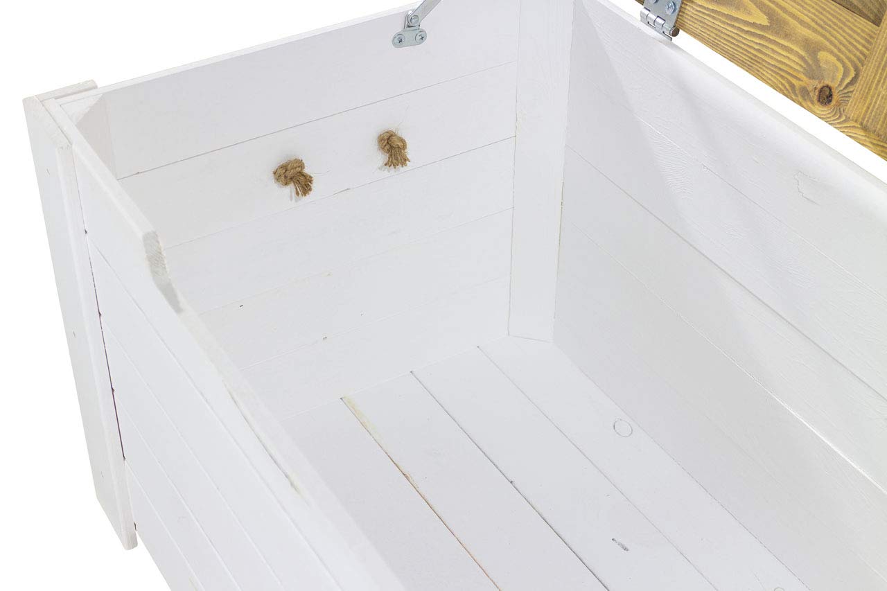 Vinterior Baúl de madera Pascale/Traumhaft rústico de madera (80 x 48 x 43,5 cm) Baúl del tesoro banco espacio espacio asiento banco de almacenamiento con gran capacidad pasillo, dormitorio, salón