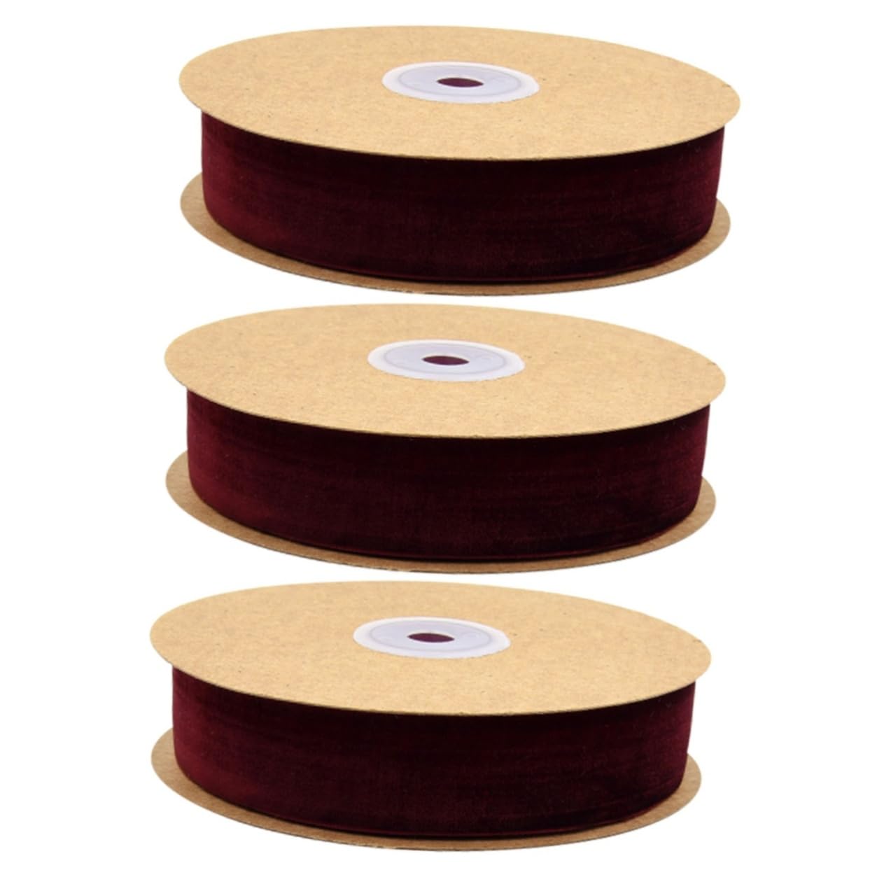 SHINEOFI 3rollen Breites Einseitiges Samtband Weinrot Flockenband Für -projekte Geschenkpacks Hochzeiten Und Dekorationen Für Kleidung Und Accessoires