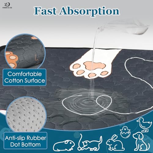 MODESLAB 2-Pack Guinea Pig Cage Liner Washable, 24in x 47in Ultra-Absorbent Guinea Pig Bedding for Cage Non-Slip Leak-Proof Pee Pads for Dogs Rabbit Bunny Cat Litter Mat, Black by MODESLAB - Image 4