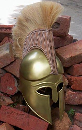 NauticalMart Greek Corinthian Helmet with Plume & Brass Finish
