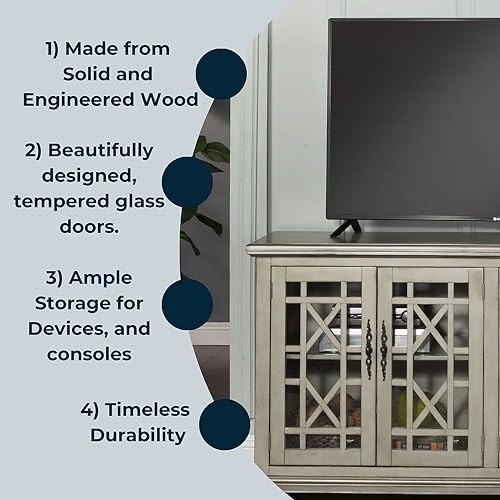Image of Martin Svensson Home Elegant 63 inch Wood Entertainment Center, Antique Silver