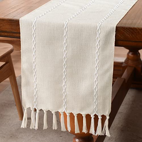 Wracra Rustic Linen Table Runner Farmhouse Style...