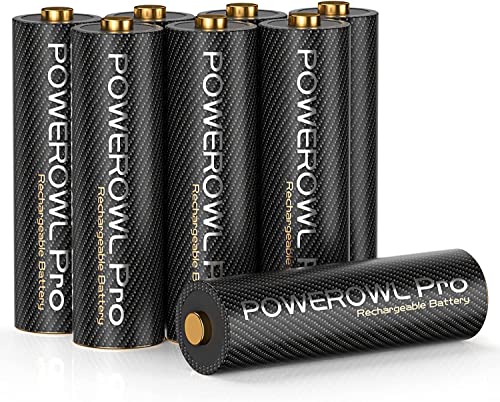 Pilas Recargables AA Pro, POWEROWL 1.2V Ni-MH AA Pilas Recargable, Alta Capacidad 2800mAh- 8 Piezas