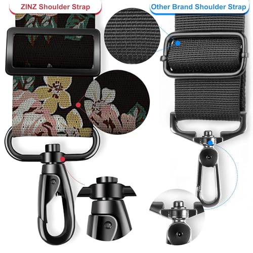 Image of ZINZ 74 inch Shoulder Strap with Fixed Pad and Dual Balanced Buckles,Black Flowers