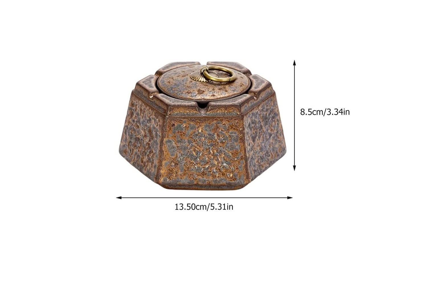 Portacenere Posacenere con Coperchio in Ceramica Posacenere da Esterno Posacenere Esagonale Posacenere retrò Posacenere in Ceramica Grezza Decorazione familiare Decorazioni