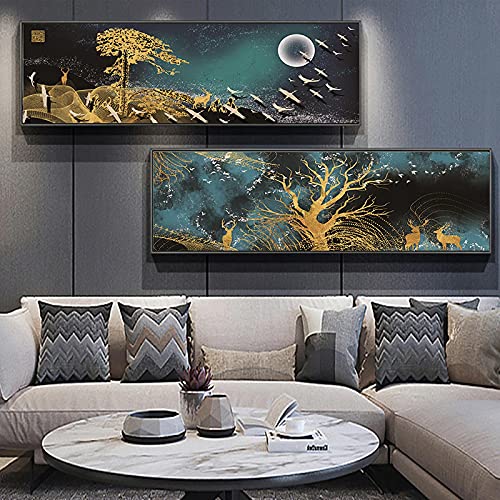 Toile montagne chinoise nuit poésie artistique pour votre foyer