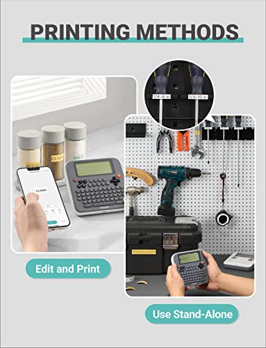 Makeid E1 Portable Label Maker - Bluetooth Compatible Thermal Printer - Qwerty Keyboard, 4.42" Lcd Screen - Prints 9Mm, 12Mm, 16Mm Clear Waterproof Sticker Labels - Includes Usb Cable #TOP3