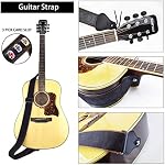 Guitar Accessories Kit: Clip-On Tuner, Capo (Rosewood), String Winder Cutter Pin Puller, Strap, 6 Picks (6 Thickness) (Brown+Strap)