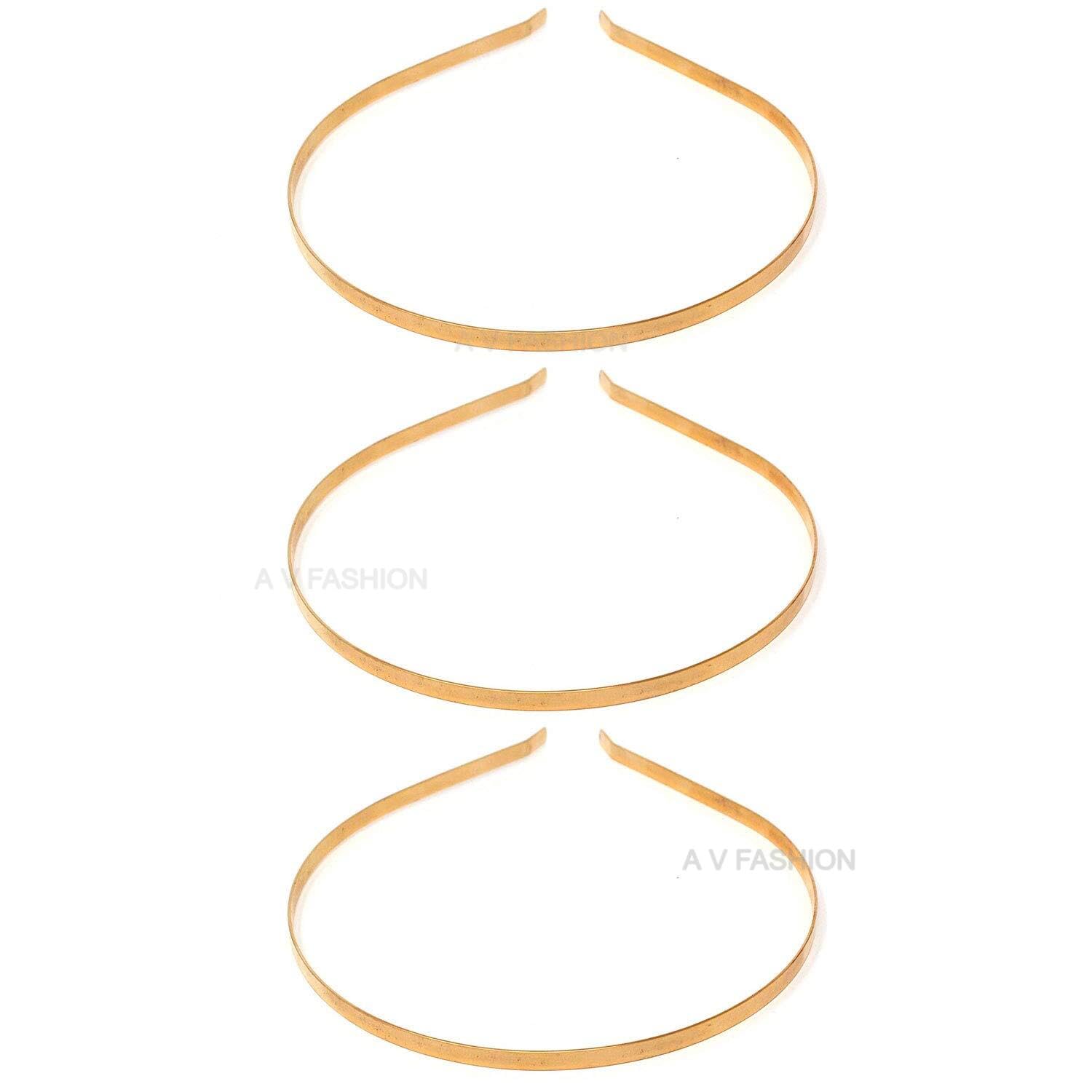 MANBHAR GEMS - Pack Of 3pc Golden Hair Bands Metal Headbands No Teeth Inside For Making Latest DIY Hair Accessories Kids, Girls, Women's, Size: Regular-image-21