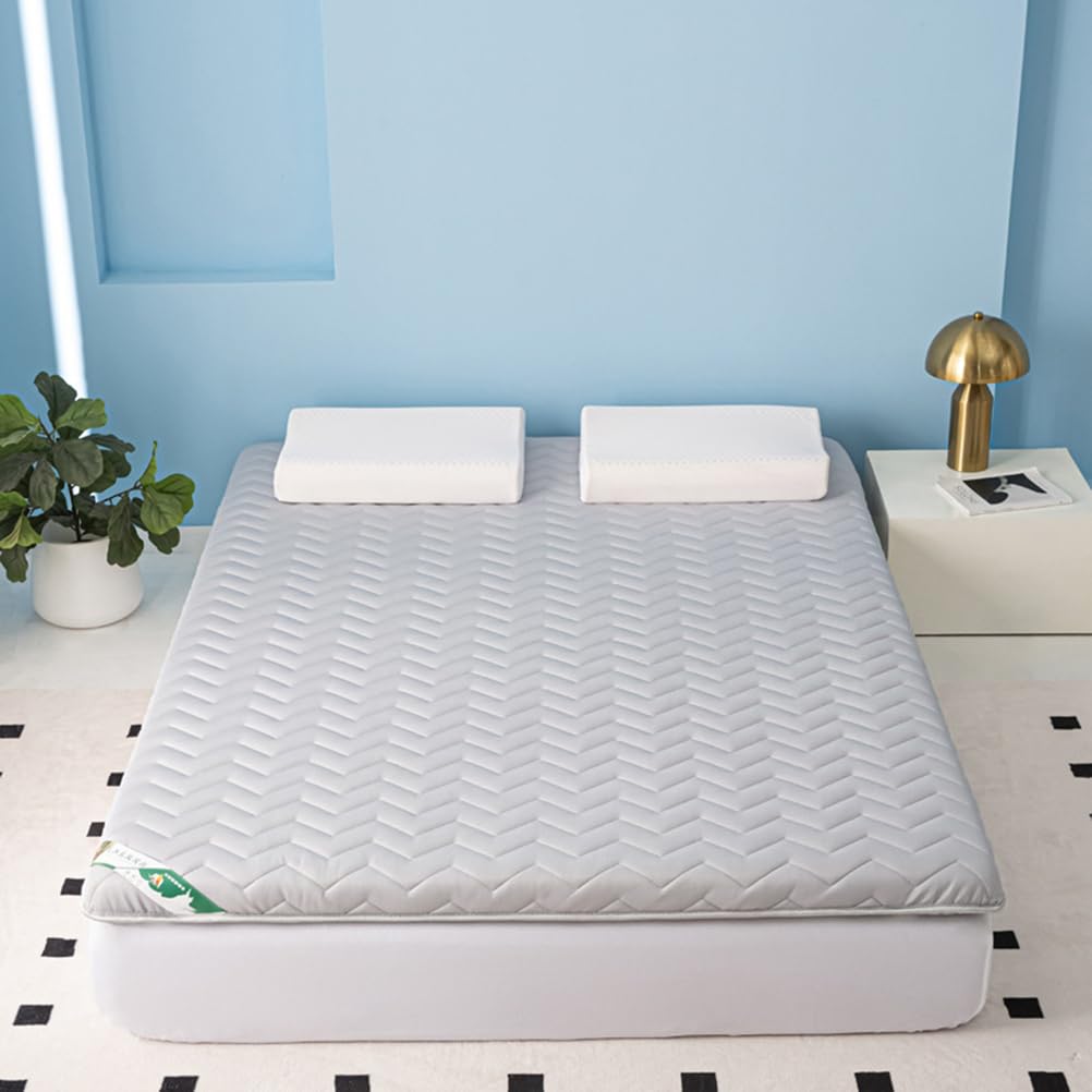 Materasso futon Giapponese Pieghevole Portatile, Spessore 8 cm, Comodo materassino da Pavimento per Campeggio e attività all'aperto, Grigio, 110x190 cm - Ideale per Viaggi e Ospiti