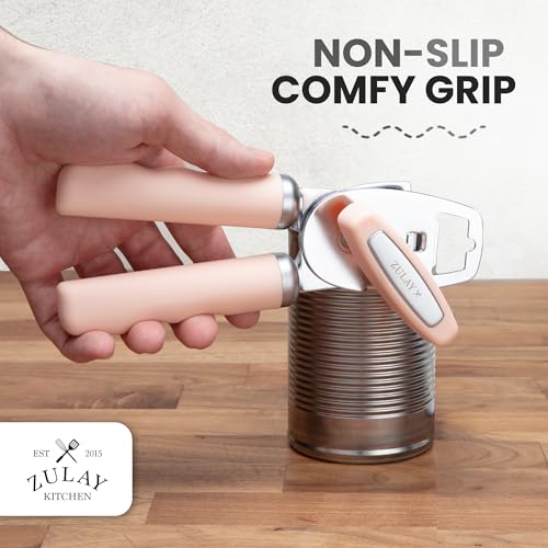Image of Zulay Kitchen Manual Can Opener Heavy Duty Patented Stainless Steel, Peach