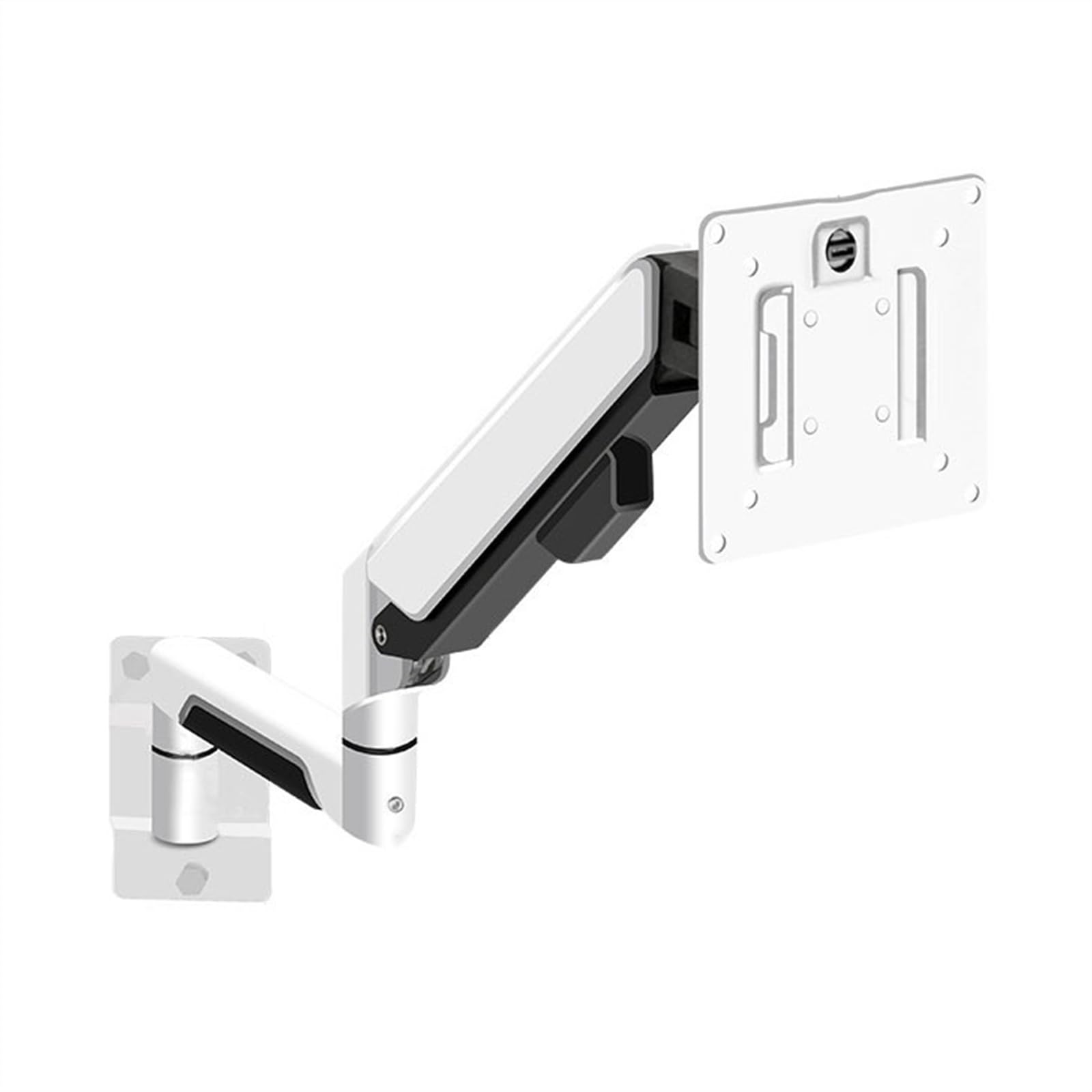 Aioneer Monitor Arm Aluminum Single Monitor Wall Mount, Full Motion Pneumatic Spring Monitor Mount Arm For Screens Up To 32 Inches And 19.8 Lbs, Max 100X100 Monitor Mount Arm-White