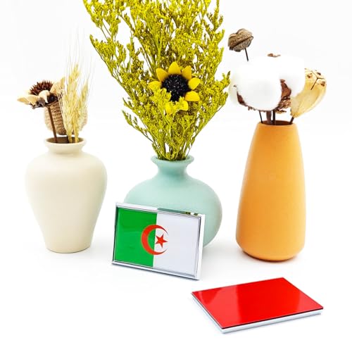 Image of Algeria Flag Sticker Emblem Algerian Decal Car Chrome Flags, 2 Pack, 3 x 2 inches