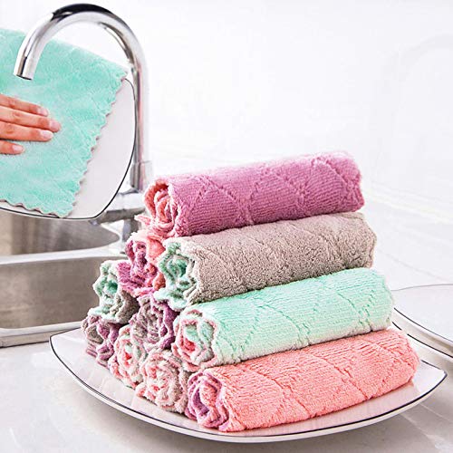 Paño de Limpieza de Microfibra Trapos Absorción de Agua Antiadherente Lavado de Aceite Toalla de Cocina Herramientas domésticas Limpieza Herramientas de Limpieza-Mezcla de Colores 26x16,50pcs