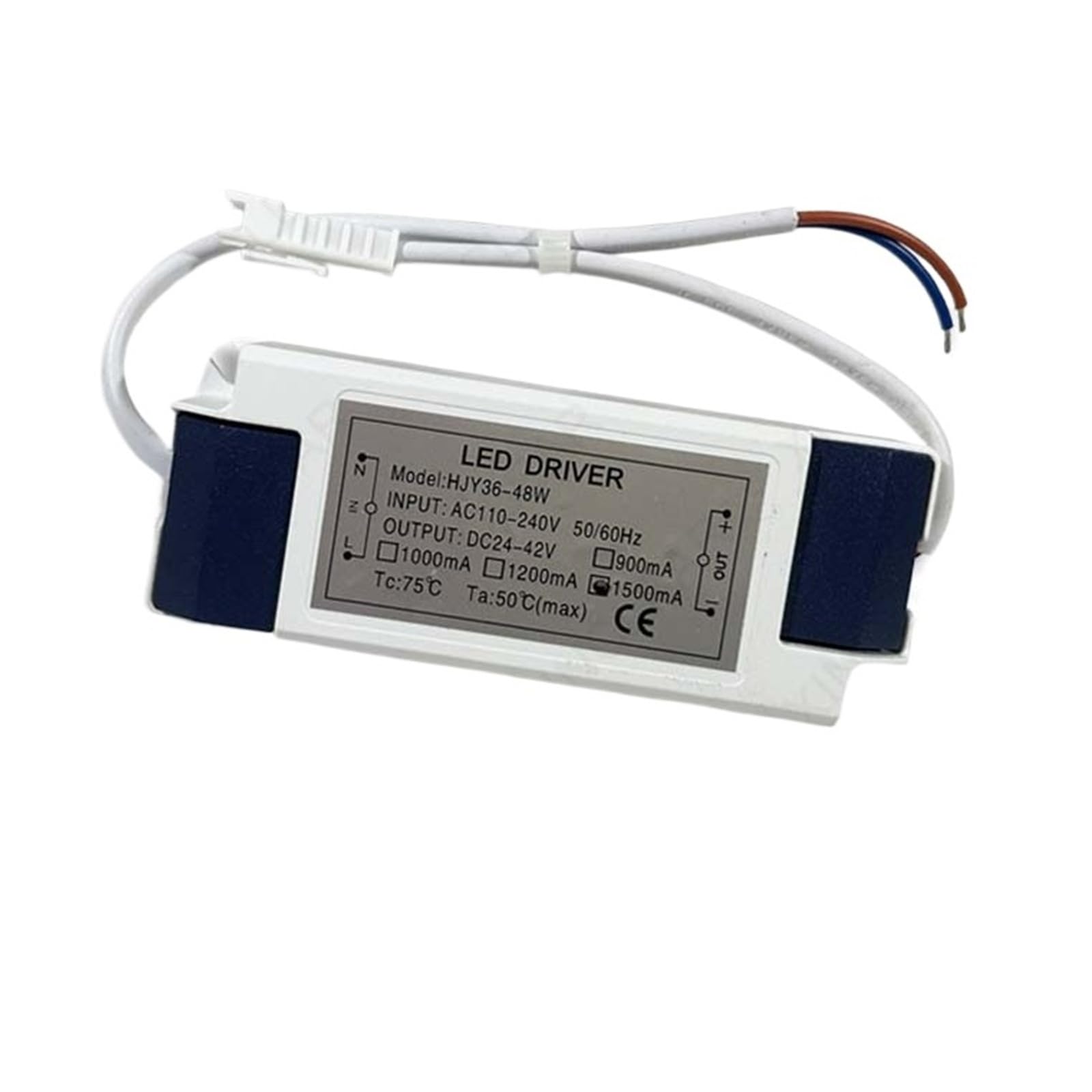 PWANUIGTE LED Driver Transformer 900mA 1200mA 1500mA 36W 40W 45W 48W 50W lamp Power Output DC24-42V External DC Connector(1500mA)