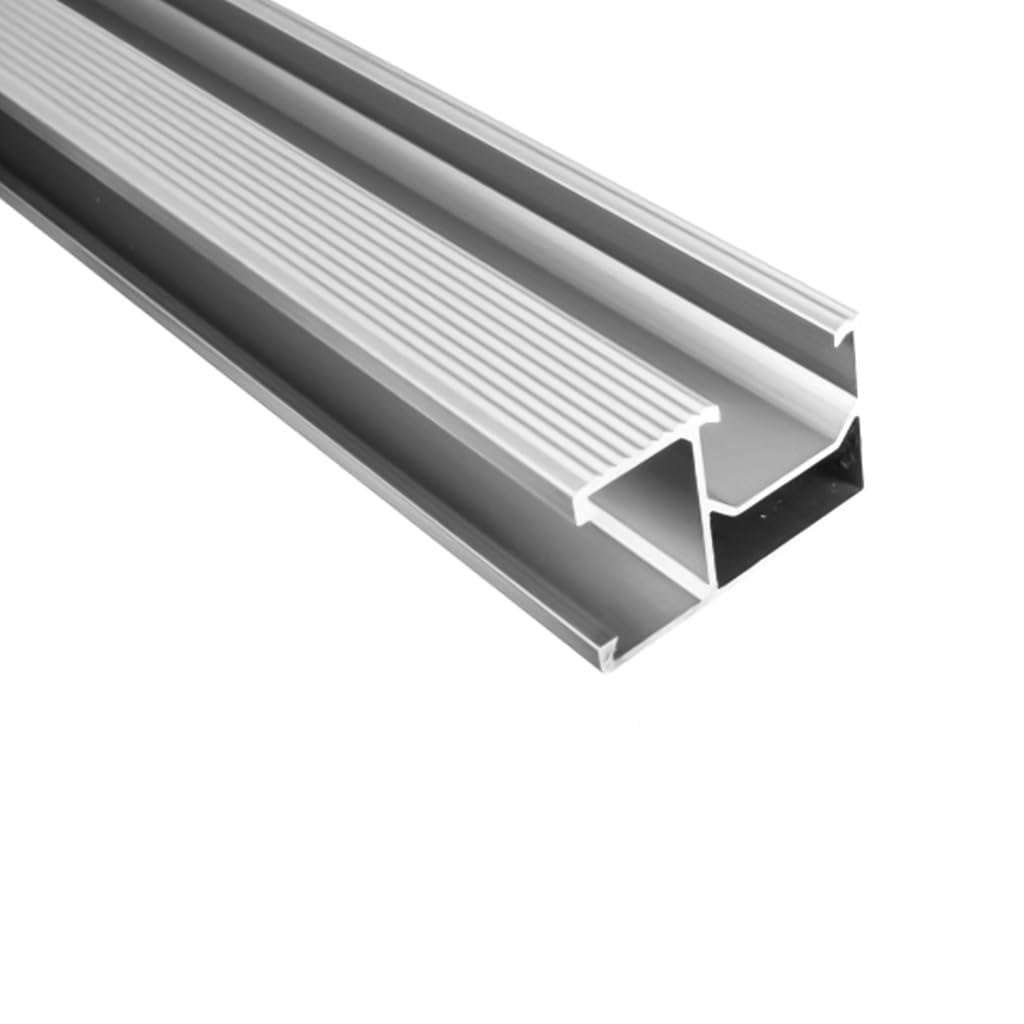 Profili in Alluminio Argento per Fissaggio Pannelli Solari Fotovoltaici Lunghezza 2m (Confezione 4 Pezzi)