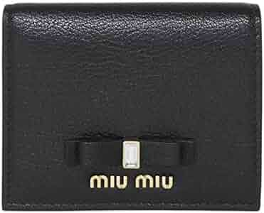 希少✨ミュウミュウ 二つ折り財布 マドラス ビジュー リボン レザー ブラック Amazon | [ミュウミュウ] リボン マドラスレザー 財布 MIU MIU