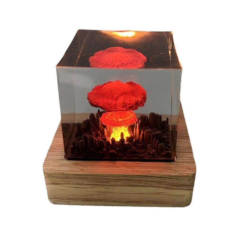 Lámpara de lava de resina con bomba atómica, luz nocturna USB, para mesa de Halloween, manualidades, lámpara de dormitorio